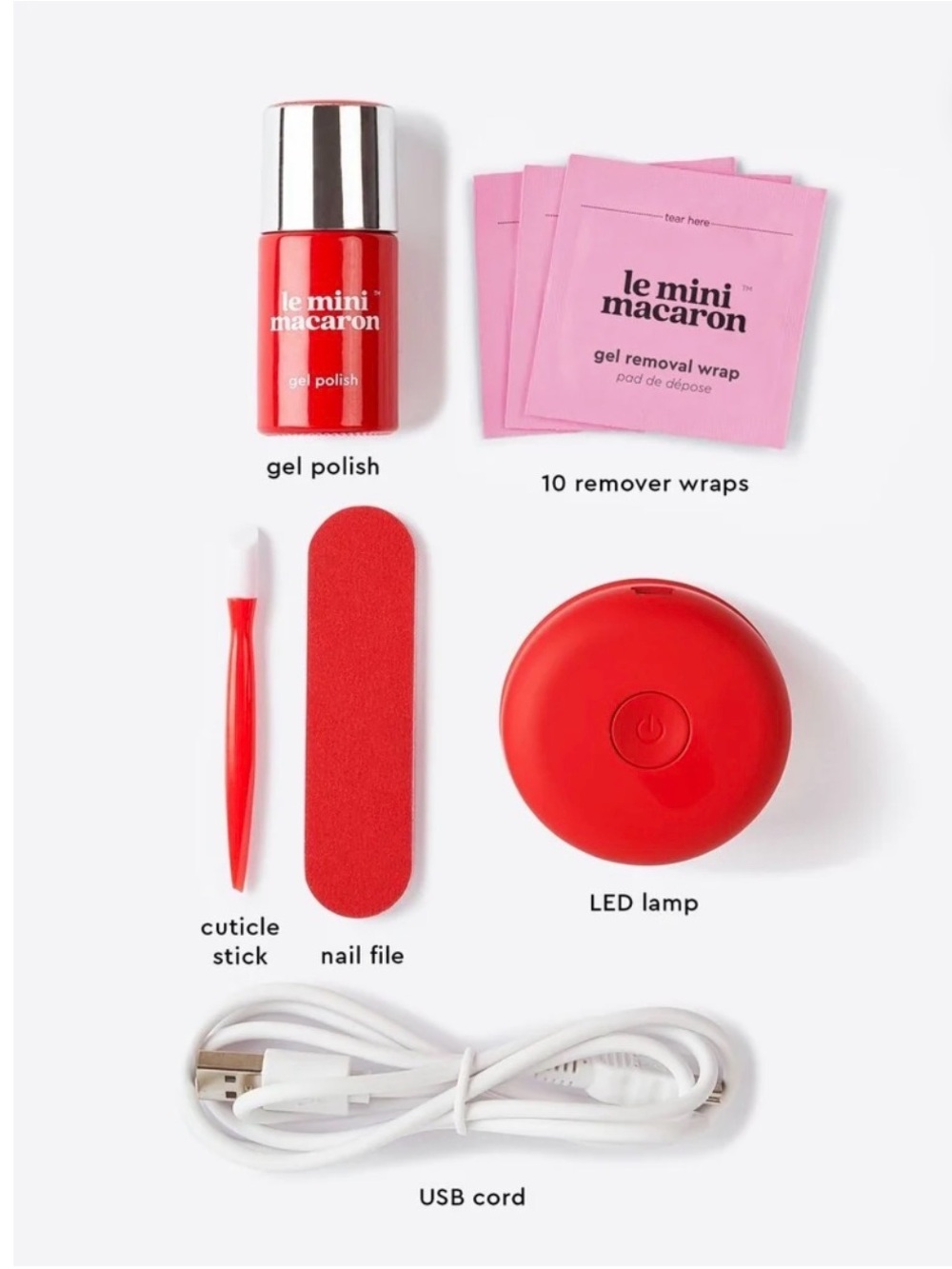 NWT Le Mini Macaron Cherry Red Gel Manicure Kit - Picture 3 of 9